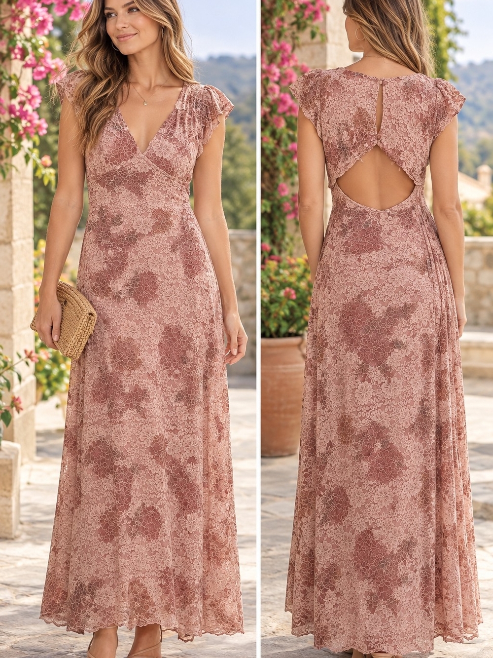 Free People Butterfly Babe Lace Maxi Dress Sz L Antique Combo Colorway Romantic